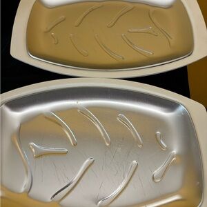 Nortic ware sizzling Silver and Cream Serving Trays
